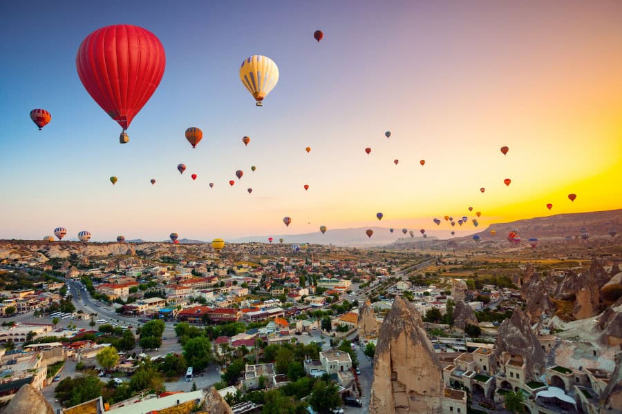 Hot Air Balloons over Cappadocia at dawn