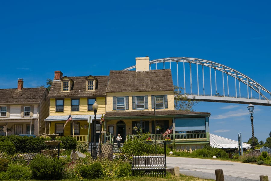 Colonial era houses in Chesapeake City MD near the C&D Canal