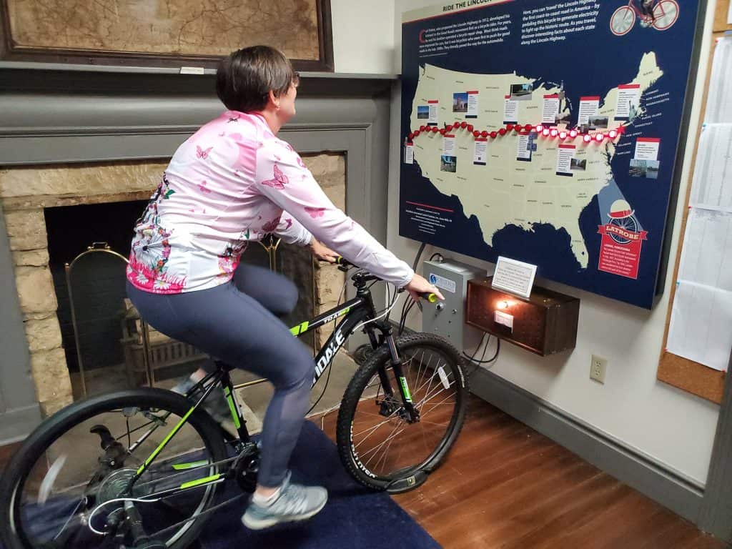 Lincoln Highway Experience Museum bike simulator.