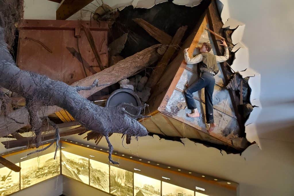 Exhibit depecting the wreckage from the Johnstown Flood at the Johnstown Flood Memorial