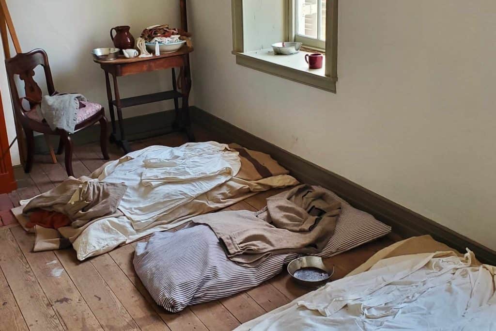 Exhibit displaying artifacts at the Ben Lomond Historic Site in Manassas VA
