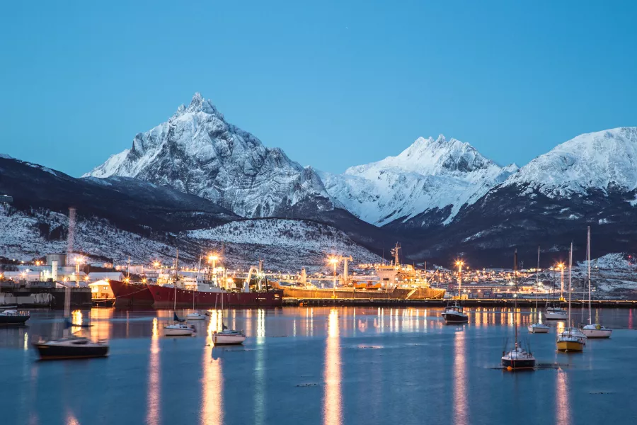 Boats in the harbor in Ushuaia