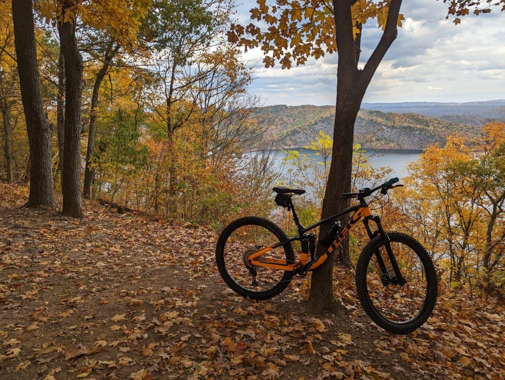 Trek Bike at the Allegrippis Trails overlooking Raystown Lake