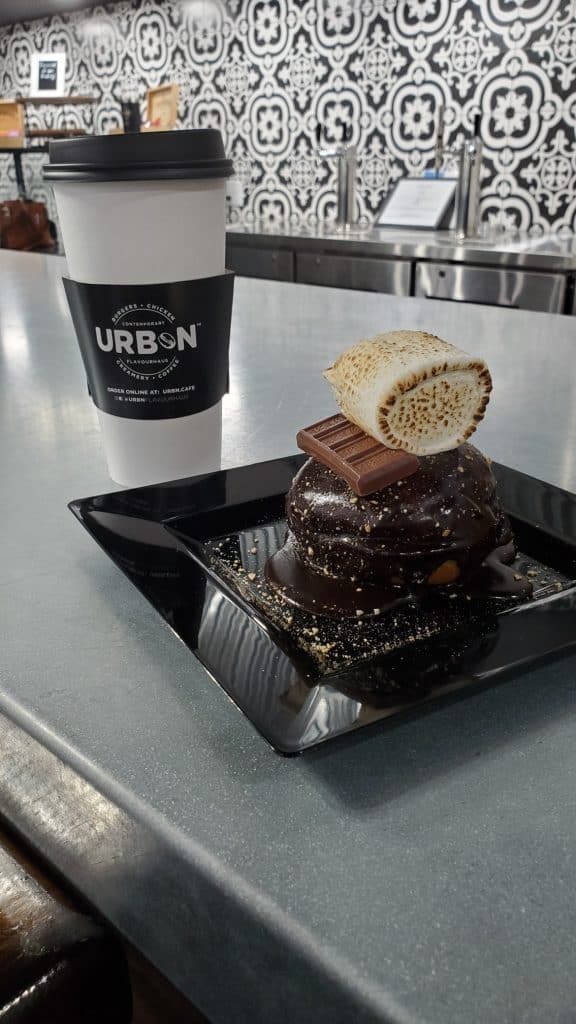 S'more donut and coffee at URBN Flavourhaus