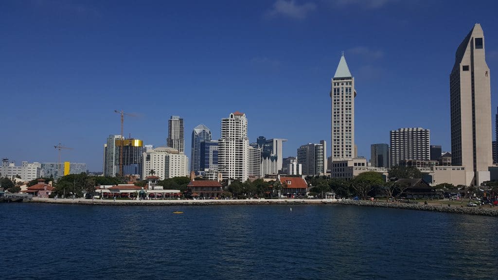 San Diego Skyline and waterfront from the harbor