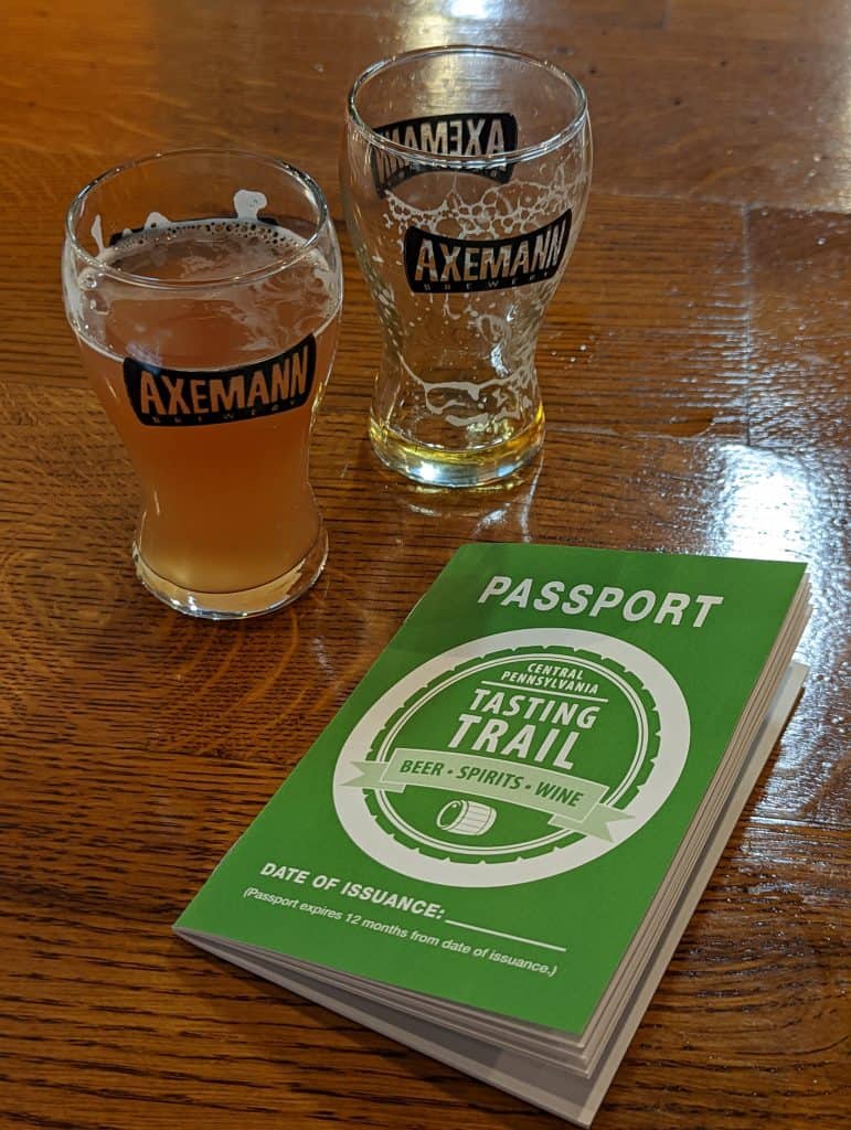 Central PA Tasting Trail Passport and a glass of Axemann 